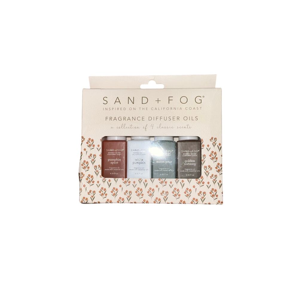 Sand + Fog Pumpkin Fragrance Diffusers Oils 4 pack Spice, White, Nutmeg Pear